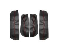 Szwaldaper 4 pz/set, for Peugeot, 3008 2011 2012 Car Interior Porta Bracciolo Pannello Nero In Pelle Microfibra Copertura Trim Accessori Con Strumenti Pannello porta interno auto(Black-red line)