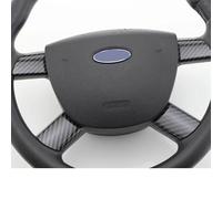 Szwaldaper Auto for Ford, for Focus 2 MK2 2005-2014, toppa decorativa for volante con copertura lucida sul volante Adesivo per volante(Carbon fiber black 2)