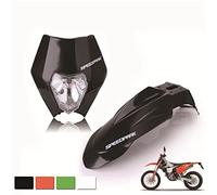 Szwaldaper Carenatura faro anteriore universale e parafanghi anteriori for moto Dirt Bike Motocross Supermoto, for, Spia luminosa per motocicletta(Schwarz)