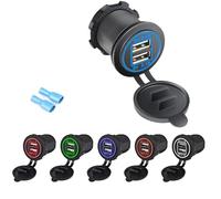 Szwaldaper Caricabatterie USB per auto 4.2a Presa di corrente Accessori per la modifica del motociclo Accendino 12v 34v Presa di ricarica interna(Electric Wire)