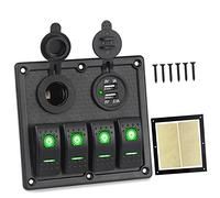 Szwaldaper For pannello interruttori a bilanciere 12V 24V 4 bande 3.1A Caricabatterie USB Accendino Interruttore On-Off Pannello interruttori for barche Auto marina Pannello interruttori marini(Blue)