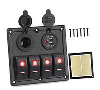 Szwaldaper For pannello interruttori a bilanciere 12V 24V 4 bande 3.1A Caricabatterie USB Accendino Interruttore On-Off Pannello interruttori for barche Auto marina Pannello interruttori marini(Rot)