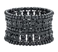 Szxc Bracciale elastico da donna con strass, adatto per polsi da 16,5 cm a 19,8 cm, senza piombo e nichel, 7 5 inch, Lega, Cristallo
