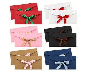 SZXMDKH 12 buste regalo, grandi buste con nastro, stile vintage, per inviti, Natale, Capodanno, 22 x 11 cm (6 colori)