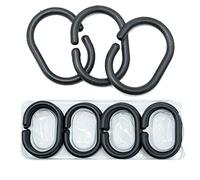 SZXMDKH 12 pezzi di asta per finestra della doccia del bagno in plastica anello per tenda da doccia gancio anello scorrevole (nero) (ring001)