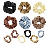 SZXMDKH 12 Pezzi Elastici per Capelli Colorati, Set - 6 Piccole Cravatte per Capelli in Seta e 6 Grandi Fermacoda per Capelli in Raso, Morbidi Scrunchies Accessori per Donne, Ragazze, Signore