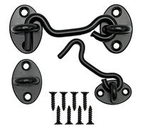 SZXMDKH 2 ganci tempesta con occhielli, in acciaio inox, per porta basculante in legno, persiane, cancello da giardino, 8 viti di montaggio (7,5 cm)