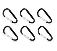 SZXMDKH Moschettone piccolo, 6 pezzi, anello a D, mini moschettone, portachiavi per esterni, pesca, escursionismo, viaggi (nero) M