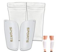 SZXMDKH Parastinchi da calcio + maniche alte elastiche per ragazzi e ragazze, parastinchi sportivi | protezione da infortuni da calci (bianco), L)