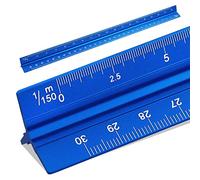 SZXMDKH Righello triangolare in metallo per architetti, 30 cm, 1/20, 1/25, 1/50, 1/75, 1/100, 1/150, blu