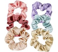 SZXMDKH Set - 6 pezzi Elastici per Capelli Colorati, Cravatte per Capelli, Fermacoda in raso di seta, Morbidi scrunchies per capelli per Donne, Ragazze, Signore con Capelli Spessi e Ricci