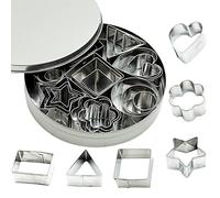 SZXMDKH Set di 24 formine per biscotti in acciaio inox, a forma di cuore, stella, cerchio, rotondo, fiore, per pasticceria, biscotti, fondente, decorazione di torte