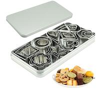 SZXMDKH Set di mini formine per biscotti, 30 piccoli stampi per tagliare pasta, crosta per torte e frutta, cuore rotondo, triangolo quadrato, gocce di pioggia ovali, taglierina geometrica mnmh030,