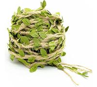 SZXMDKH Stringa di iuta con foglie verdi, 5 m, festa di nozze, bomboniere, decorazione per la casa e il giardino, corda di iuta
