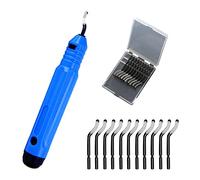 SZXMDKH Utensile per sbavatura, universale, manico in metallo, con 11 lame di ricambio, lama rotante a 360°, utensile da taglio per stampanti 3D, plastica, alluminio e acciaio inossidabile, blu