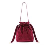 SZYDD Borsa portaoggetti in velluto con coulisse, portatile, per cosmetici, rossetto, borsa cosmetica, borsa per cosmetici, borsa per cosmetici da donna, Rosso vinaccia, 15*7.5*20cm