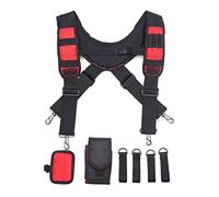 SZYDD Bretelle per cintura degli attrezzi Bretelle da lavoro Cinghie regolabili flessibili con spalle imbottite mobili con 4 attacchi ad anello, rosso+nero