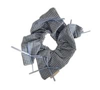 SZYDD Plaid Grande intestino Anello per capelli Ragazze Elastico Anello per capelli Plaid Modello Corda per capelli con fiocco Applique Ragazze Molla Corda per capelli Poliestere