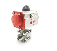 SZZAVCOIW Valvola a Sfera pneumatica in Tre Pezzi DN25 con Piattaforma Alta Cilindro a Doppio Effetto 304(Single Acting)