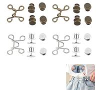 SZZETK 4 Set Fibbie in Vita Senza Unghie Regolabili, Fibbie in Vita Regolabili Senza Chiodi, Rendono i Pantaloni Più Vicini a Clip, Bottone Regolabile Per Pantaloni, Non è Necessario Cucire