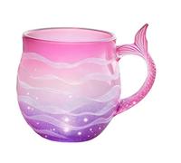 T-azza Da Caffè In Vet-ro Con Motivo A Onda Marina - T-azza Da Caffè Creativa A Tema Oceano Con Manico A Coda Di Sire-na | Tazz-a Da Acqua Con Motivo A Onda Marina Per Bevande Calde E Fredde (B)