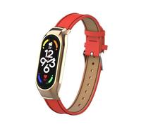 T-BLUER Cinturino Compatibile per Xiaomi Mi Band 7,Accessori per Cinturino in Pelle di Ricambio con Cornice in Metallo per Xiaomi Mi Band 7 Braccialetto Intelligente,Rosso