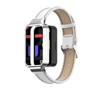 T-BLUER Cinturino di ricambio compatibile con Xiaomi Smart Band 9 Active/Redmi Band 3, cinturino di ricambio in pelle con telaio in metallo per Redmi Band 3 donna uomo bianco