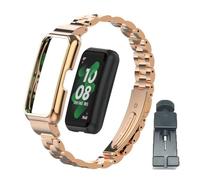 T-BLUER Compatibile per Huawei Band 9/8/7 Cinturino,Cinturini Acciaio Inossidabile Metallo Sostituzione Bracciale con Telaio in Metallo per Huawei Band 7/8/9 Donna Uomo Oro Rosa