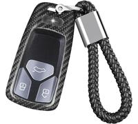 T-carbon Custodia per chiave con portachiavi compatibile con Audi SQ5, custodia protettiva in vera fibra di vetro, compatibile con Audi A4 Q7 Q5 TT A3 A6 SQ5 R8 S5 accessori per chiavi intelligenti