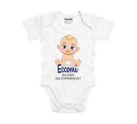 T E E L A B Body Neonato Divertente “Da Oggi Comando Io” con Scritta Simpatica - Bodino Neonato in Cotone Originale Maschio Femmina - Tutina Neonato Idea Regalo Nascita Baby Shower