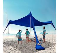 T-enda da Mare Spiaggia Portatile Protezione UV UPF 50+ Impermeabile, Parasole da Spiaggia con di Sabbia, Pali in Alluminio e Borsa da Trasporto, T-enda da Sole per Campeggio P-esca Picnic(A Blue,300*