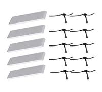 T/F per Vileda VR 102 / VR 201 / VR 303 Robot Aspirapolvere Parte di Ricambio Accessori Kit 10 Spazzola Laterale & 5 Filtro Hepa