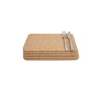 T&G Tovagliette/protezioni per superfici rettangolari in sughero certificato FSC, set da 6, medio, 28 x 20,5 x 0,6 cm, marrone
