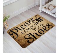 T&H XHome ""Please Remove Your Shoes"" zerbino per interni, zerbino per porta anteriore e posteriore con retro antiscivolo, zerbino basso con venat
