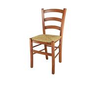 t m c s Tommychairs - Sedia modello Venice per cucina bar e sala da pranzo, robusta struttura in legno di faggio color ciliegio e seduta in paglia