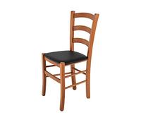 t m c s Tommychairs - Sedia modello Venice per cucina bar e sala da pranzo, robusta struttura in legno di faggio color ciliegio e seduta rivestita in pelle artificiale colore nero