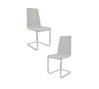 t m c s Tommychairs - Set 2 sedie London per cucina, scocca in multistrato imbottita e rivestita in tessuto grigio perla, basamento a slitta in tubo rettangolare cromato ad alta resistenza