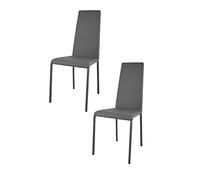 t m c s Tommychairs - Set 2 sedie modello Sophie Lux per cucina bar e sala da pranzo, robusta struttura in acciaio imbottita e rivestita in finta pelle colore grigio scuro