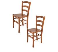 t m c s Tommychairs - Set 2 sedie modello Venice per cucina bar e sala da pranzo, robusta struttura in legno di faggio color ciliegio e seduta in legno