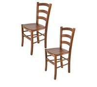 t m c s Tommychairs - Set 2 sedie modello Venice per cucina bar e sala da pranzo, robusta struttura in legno di faggio color noce chiaro e seduta in legno