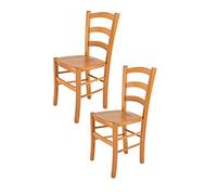 t m c s Tommychairs - Set 2 sedie modello Venice per cucina bar e sala da pranzo, robusta struttura in legno di faggio color miele e seduta in legno