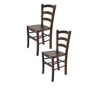 t m c s Tommychairs - Set 2 sedie modello Venice per cucina bar e sala da pranzo, robusta struttura in legno di faggio color noce scuro e seduta in legno