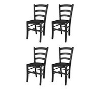 t m c s Tommychairs - Set 4 sedie modello Venezia per cucina bar e sala da pranzo, robusta struttura in legno di faggio color anilina nera e seduta imbottita e rivestita in tessuto nero