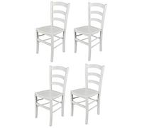 t m c s Tommychairs - Set 4 sedie modello Venezia per cucina bar e sala da pranzo, robusta struttura in legno di faggio laccata bianco e seduta in legno