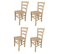 t m c s Tommychairs - Set 4 sedie modello Venezia per cucina bar e sala da pranzo, robusta struttura in legno di faggio levigato, non trattato, 100% naturale e seduta in legno