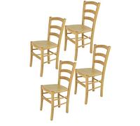 t m c s Tommychairs - Set 4 sedie modello Venice per cucina bar e sala da pranzo, robusta struttura in legno di faggio color naturale e seduta in legno