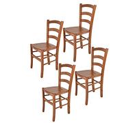t m c s Tommychairs - Set 4 sedie modello Venice per cucina bar e sala da pranzo, robusta struttura in legno di faggio color ciliegio e seduta in legno