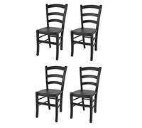 t m c s Tommychairs - Set 4 sedie Venezia per cucina bar e sala da pranzo, robusta struttura in legno di faggio color anilina nera e seduta in legno