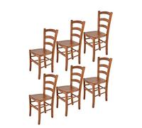 t m c s Tommychairs - Set 6 sedie modello Venice per cucina bar e sala da pranzo, robusta struttura in legno di faggio color ciliegio e seduta in legno