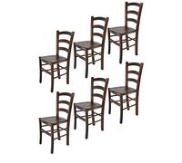 t m c s Tommychairs - Set 6 sedie modello Venice per cucina bar e sala da pranzo, robusta struttura in legno di faggio color noce scuro e seduta in legno
